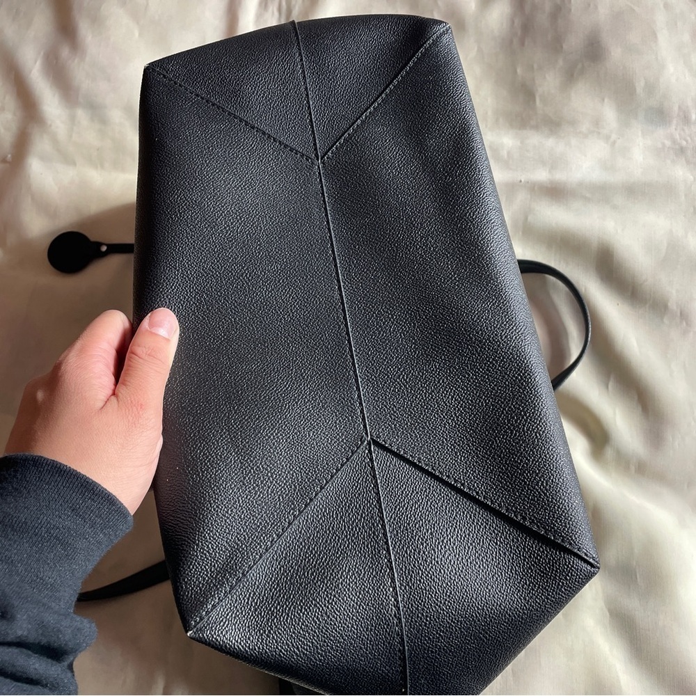 Michael Kors- Black Leather Tote Bag Everyday Work Casual Minimal With Wallet - Picture 6 of 13